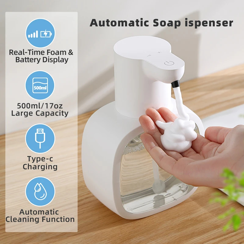 Soap Making Machine - 新しい壁掛け式自動ソープディスペンサー フォームスマートハンドウォッシングマシン 500ml 液体充電式浴室誘導センサー