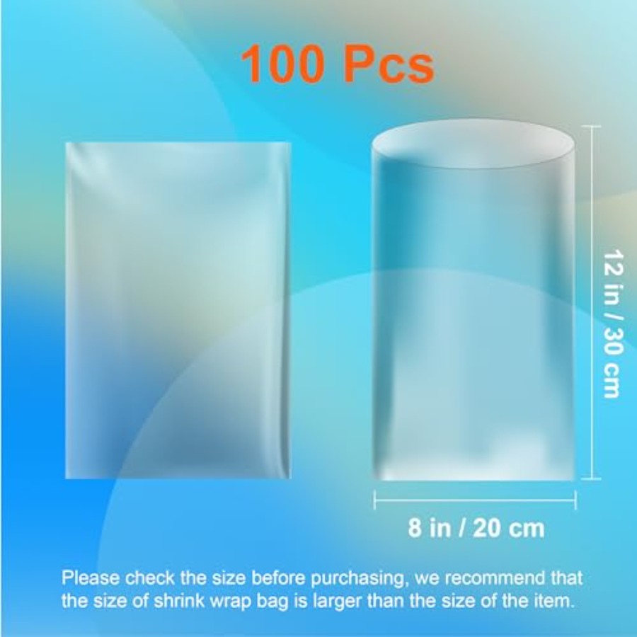 シュリンク包装袋 - 100枚入り 12 x 8インチ 透明 - Shrink Wrap Pvc のレビューと価格