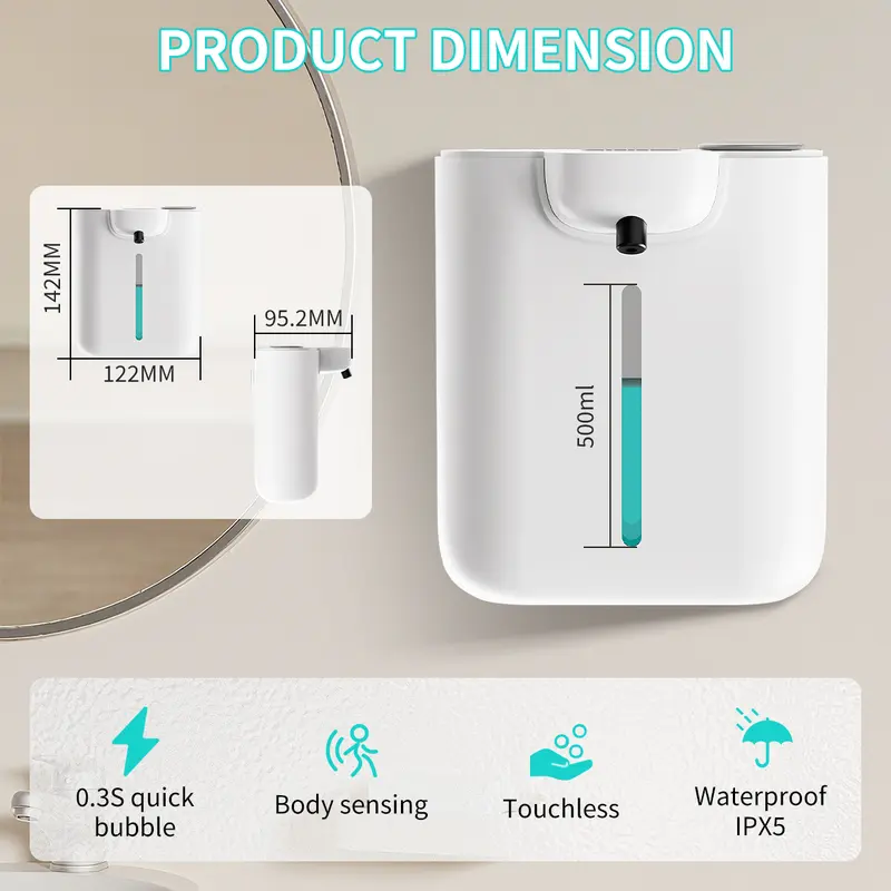 500ML大容量9段階調整可能フォーム/液体IPX5防水電動 - Soap Making Machine のレビューと価格
